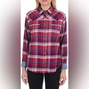 Jachs Girlfriend Comfort Stretch Red Flannel long sleeve size XXL